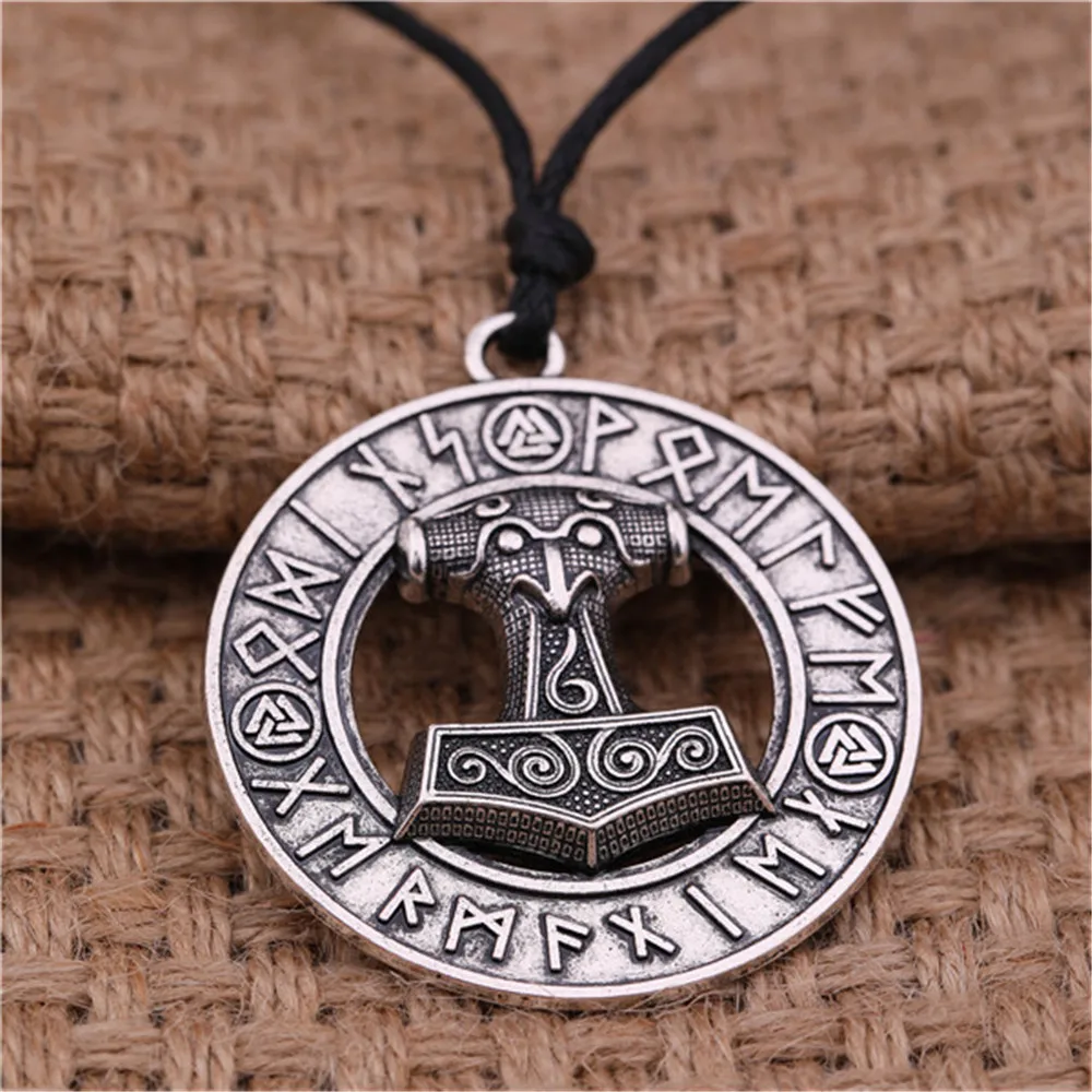 Женское и мужское колье с черной линией в скандинавском стиле|thor hammer|pendant jewelryjewelry