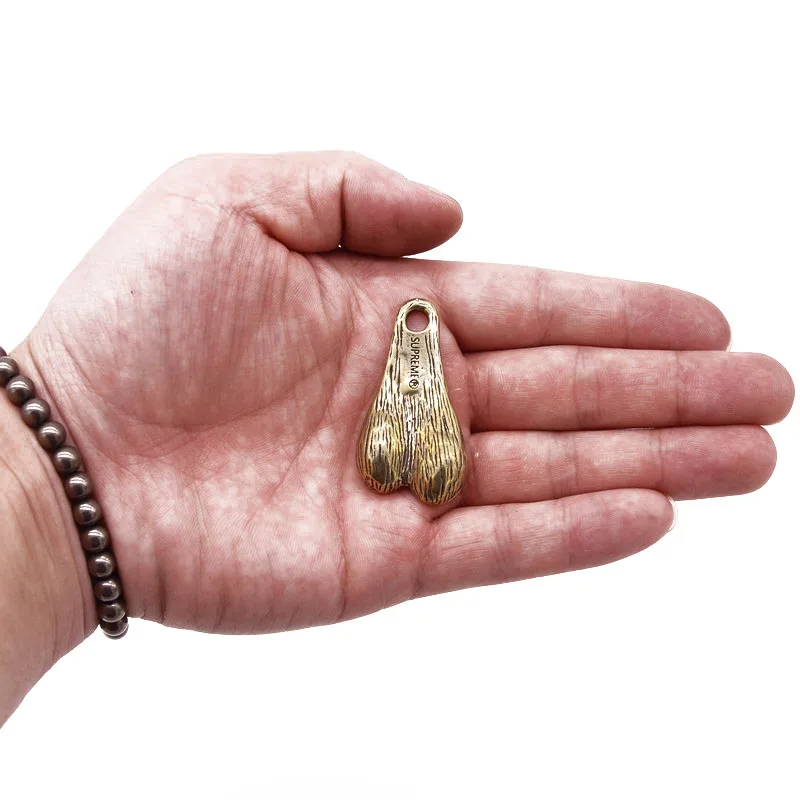 Латунная подвеска Edo 16SS с гравировкой цепочка для ключей в виде яиц быка из чистой