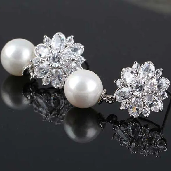 Женские серьги в виде ЛЕДЯНОГО ЦВЕТКА жемчужные снежинки|pearl pearls|earrings pearlearring flower