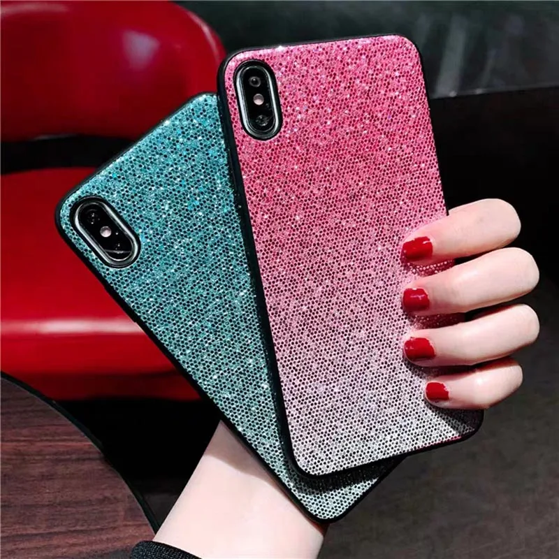 Модный чехол для телефона с градиентными блестками iPhone X 5S SE XR XS Max силиконовый