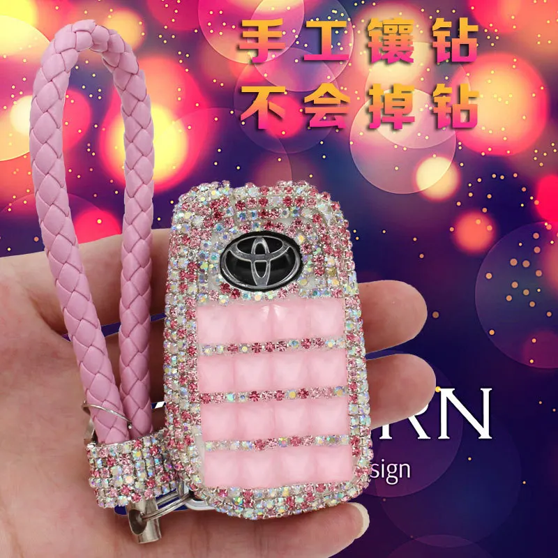 C-pink Роскошный блестящий флип-чехол для ключей автомобиля для Toyota Auris Corolla Avensis Verso Yaris Aygo Scion TC IM - Название цвета: C-pink