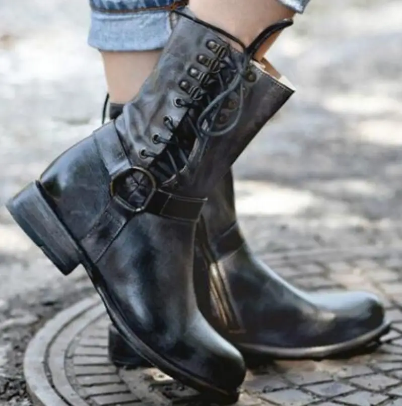 Zapatos mujer sapato Женские ботинки до середины икры Дамская обувь винтажные