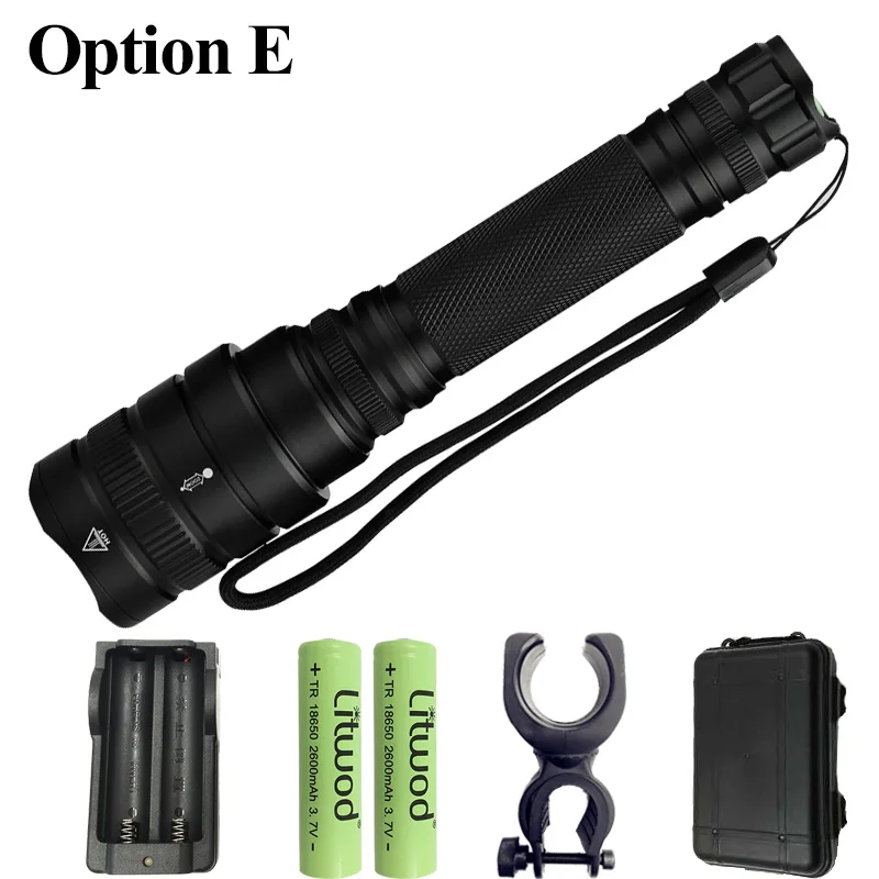Option E Litwod Z301515 самый мощный тактический фонарь XHP70.2 и XHP50.2, фонарик 3800лм, 18650 аккумулятор, 5200 мАч, фонарь с зумом - Испускаемый цвет: Option E