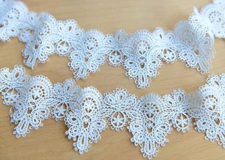 white 6cm 1 ярд Высококачественная Водорастворимая кружевная лента Белая Черная кружевная планка Швейные аксессуары ручной работы кружевная ткань отделка - Цвет: white 6cm