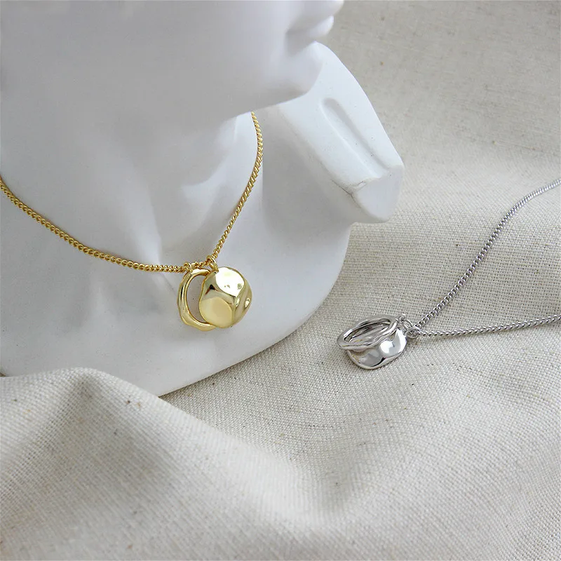 Flyleaf Geometric Irregularity Gold Necklaces &amp Pendants Real 925 Sterling Silver Necklace For Women Fashion Chain Fine Jewelry |