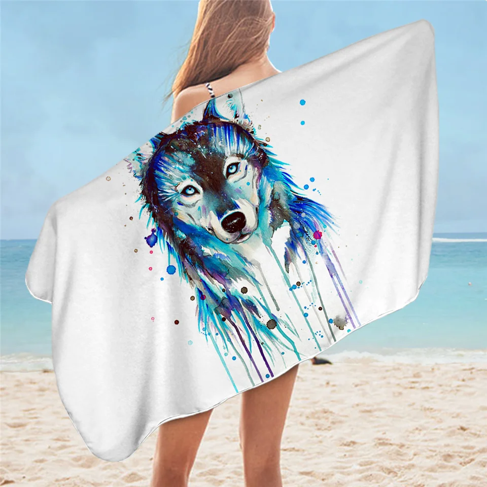 Полотенце для ванной Ice Wolf by Pixie Cold Art пляжное полотенце с изображением животных из