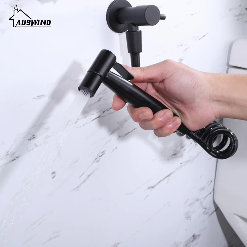 Простой стиль черные ручные биде стирка ручная для стыковой 304 нержавеющая сталь