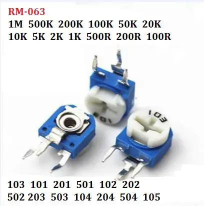 20 шт. 10K Φ 1K 100R 200R 500R 2K 5K 20K 50K 100K 200K 500K 1M переменный резистор 104 101 102 203 регулируемый