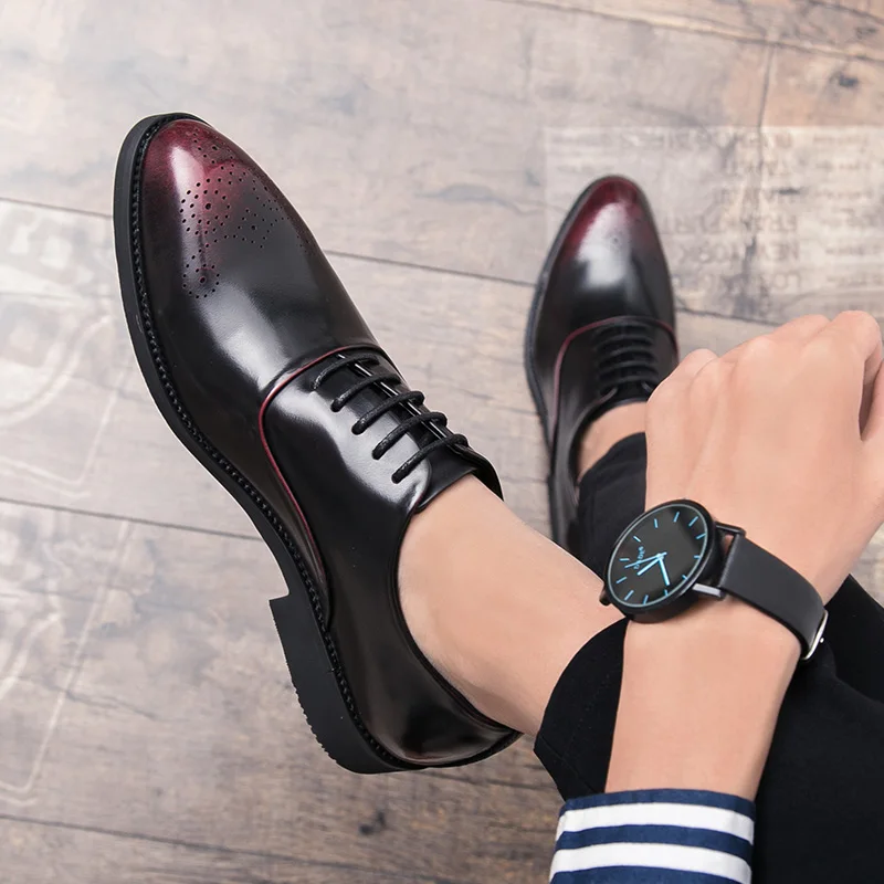 

Italian Designer Brogue Shoes business dress Genuine Leather Lace Up Men Formal Dress Oxfords Party Office Wedding party shoes 4