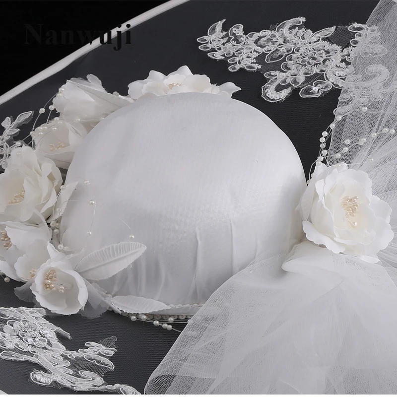 Новинка 2017 Винтажные льняные кружевные свадебные шапки аппликации с цветами и