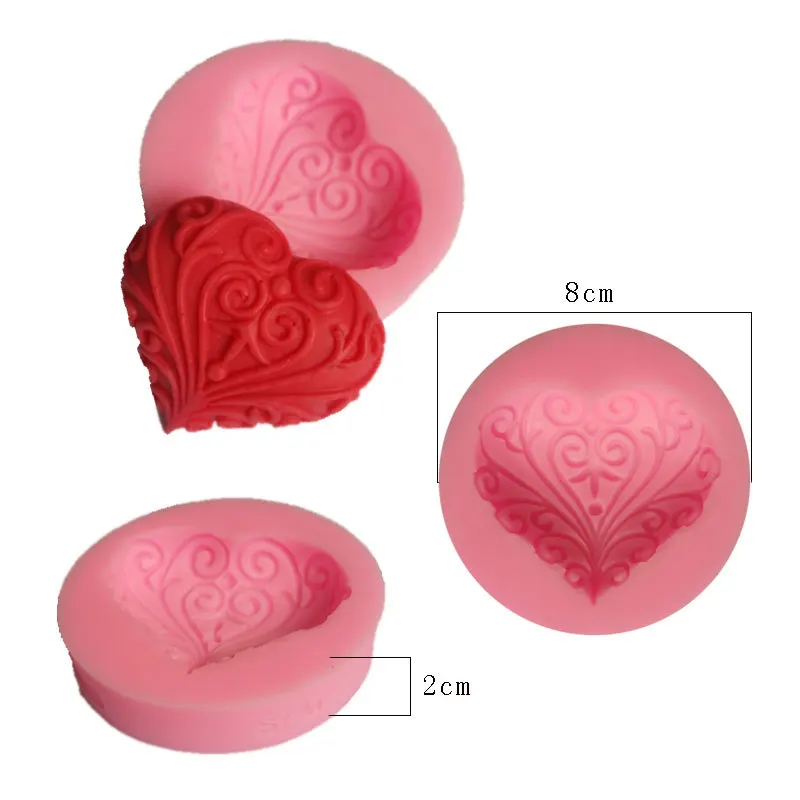 3D Силиконовая резьба в форме сердца мыло мастика инструменты для украшения
