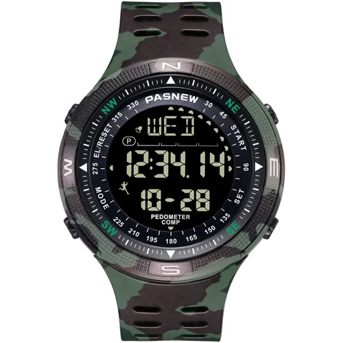 camouflage green PASNEW счетчик калорий большой циферблат компас цифровые наручные часы с функцией шагомера 5008 - Цвет: camouflage green