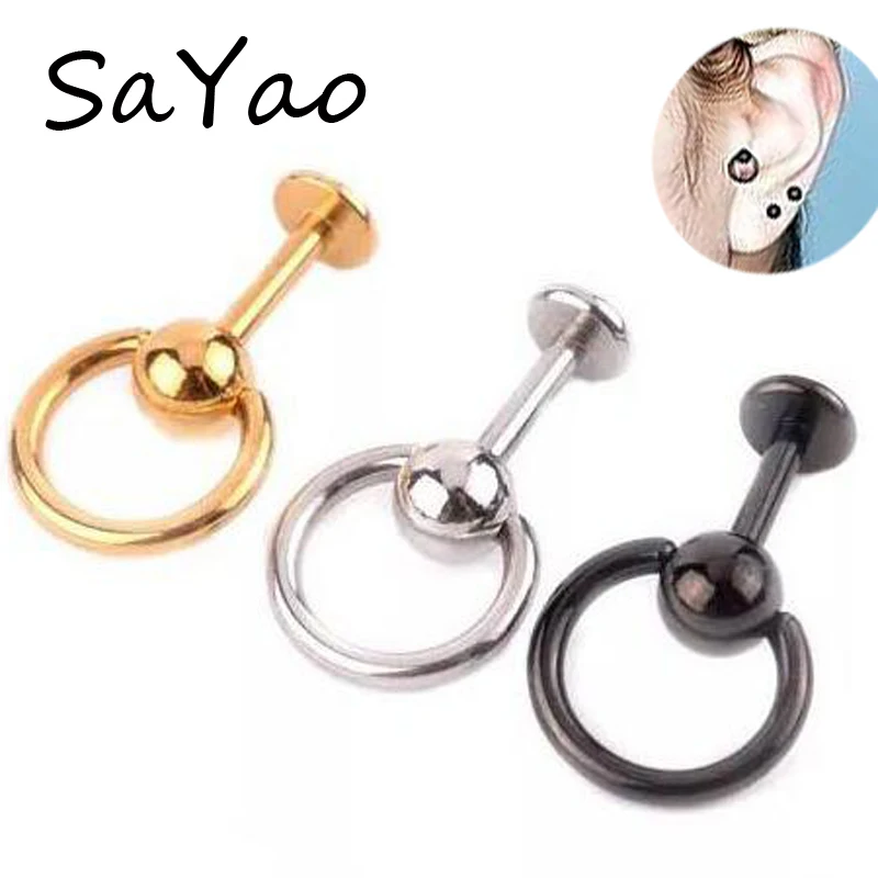SaYao 2 шт Бесплатная доставка Мода 16 г серьги шарики Козелок Уха Пирсинг спираль