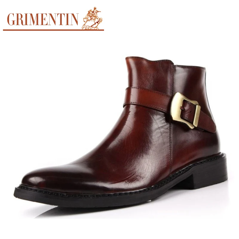 GRIMENTIN/брендовые Роскошные Мужские модельные ботинки ботильоны из натуральной