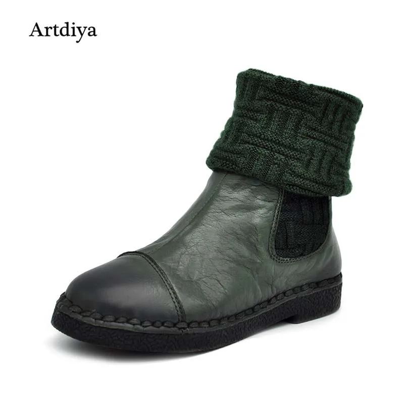 Женские ботинки на плоской подошве Artdiya повседневные из натуральной кожи с