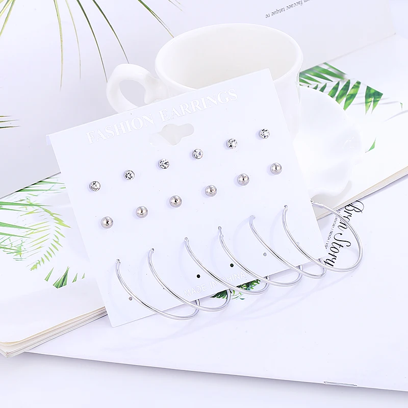 Новинка хит продаж Корейская версия 9 пар серебряные серьги гвоздики с