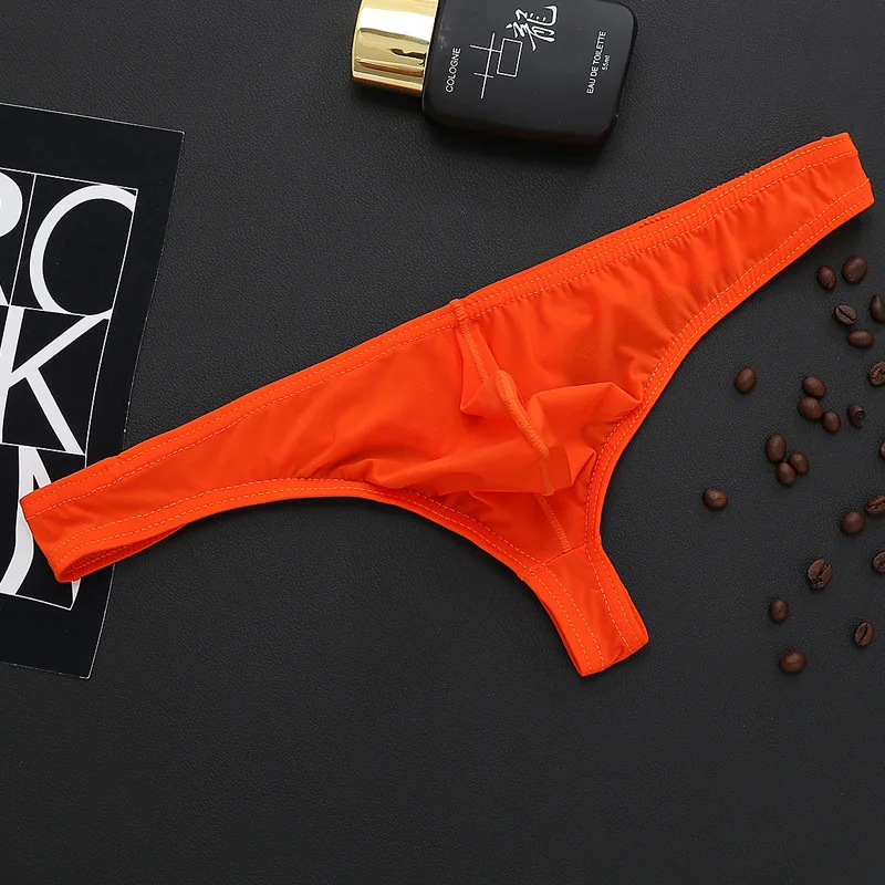 Прозрачные мужские сексуальные трусы мини Мужское нижнее белье G Strings Ice Silk Peins Pouch