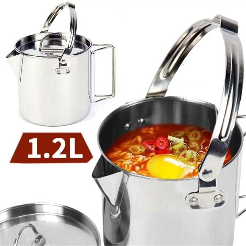 HobbyLane Открытый чайник из нержавеющей стали 1.2l походный Кемпинг портативный чайник для пикника подвесной кофейник походная посуда