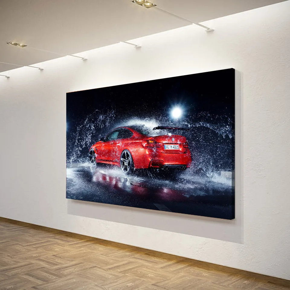1 шт. Холст Искусство красный автомобиль Спортивная гонка нанесение краски
