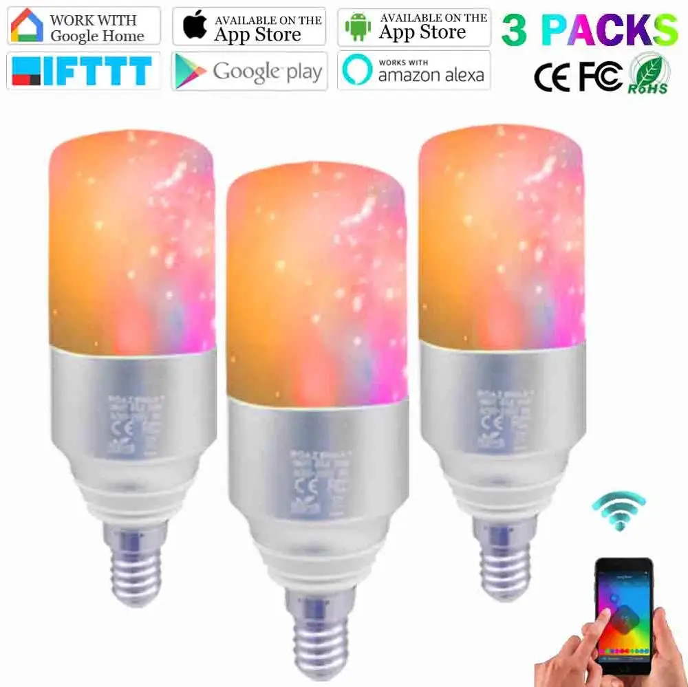 Умная Wifi Свеча лампа E14 RGB 5 Вт Голосовое управление светодиодная умная совместима