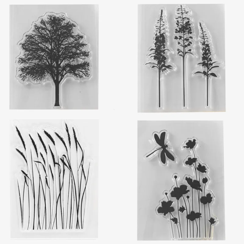 Дерево Лаванда прозрачные резиновые ясно штамп/печать записки/фото DIY альбом