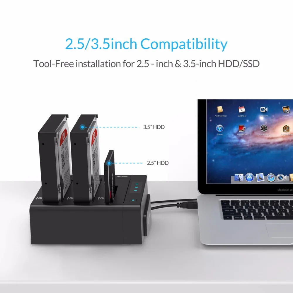 ORICO 6638US3-C USB 3.0 SATA Tool Free 2.5''/3.5'' Off-line Clone Hdd Docking Station - Black