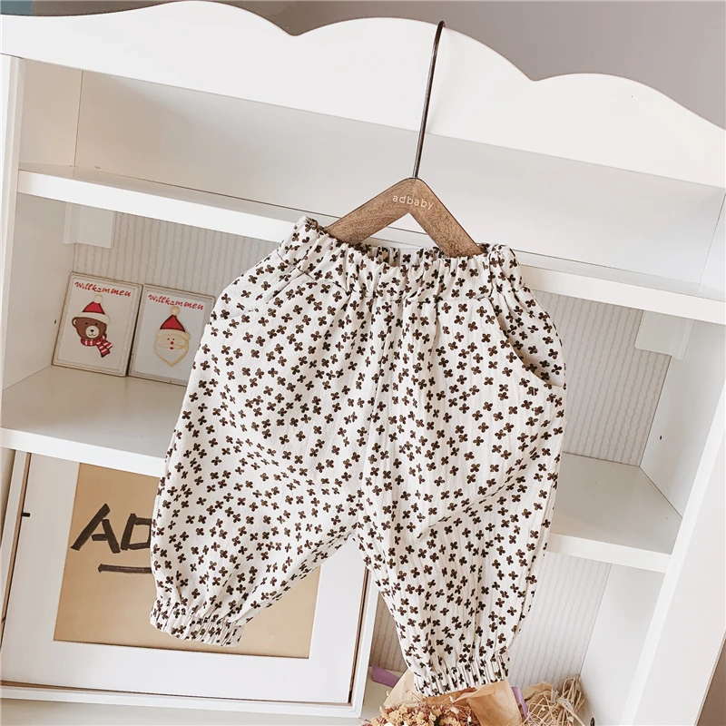 Детские штаны с защитой от комаров летние тонкие штаны-шаровары из хлопка и льна