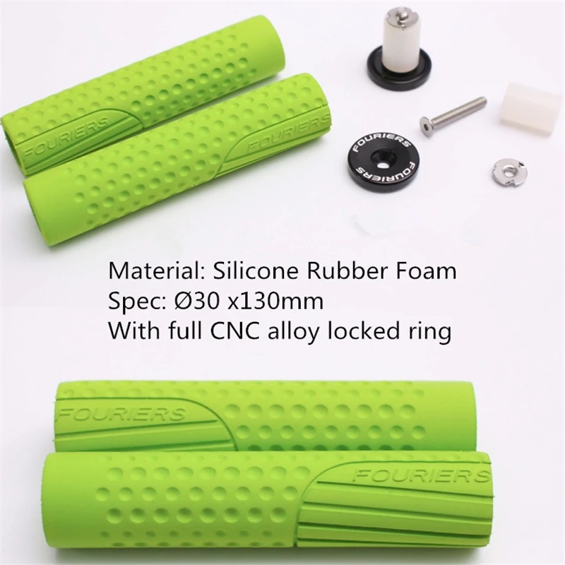 Fouriers Bicycle Handlebar Grips Silicone Rubber Foam+With full CNC alloy locked ring AM DH XC | Спорт и развлечения
