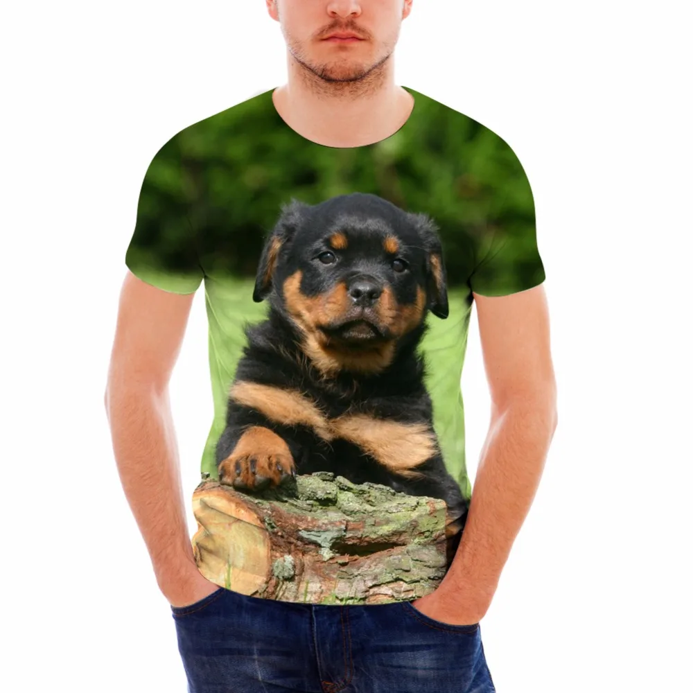 FORUDESIGNS/3D животного с изображением собаки ротвейлера печатных мужские футболки