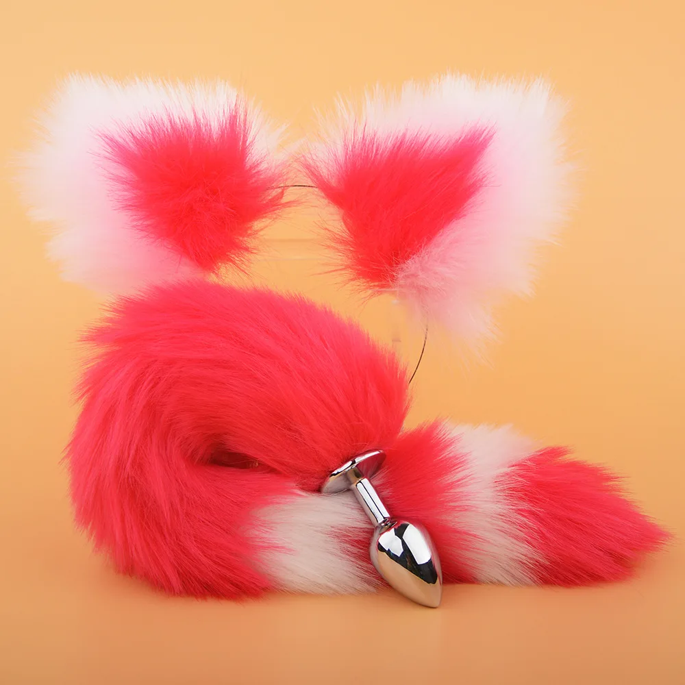 Cute Soft Cat ears Headbands with Fox Tail Bow Metal Butt Anal Plug Erotic Cosplay Accessories Adult Sex Toys for Couples |