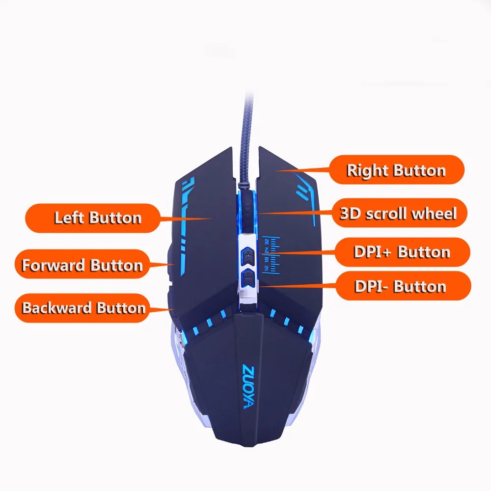 Игровая механическая клавиатура и игровая мышь 5500DPI USB Проводная со светодиодный