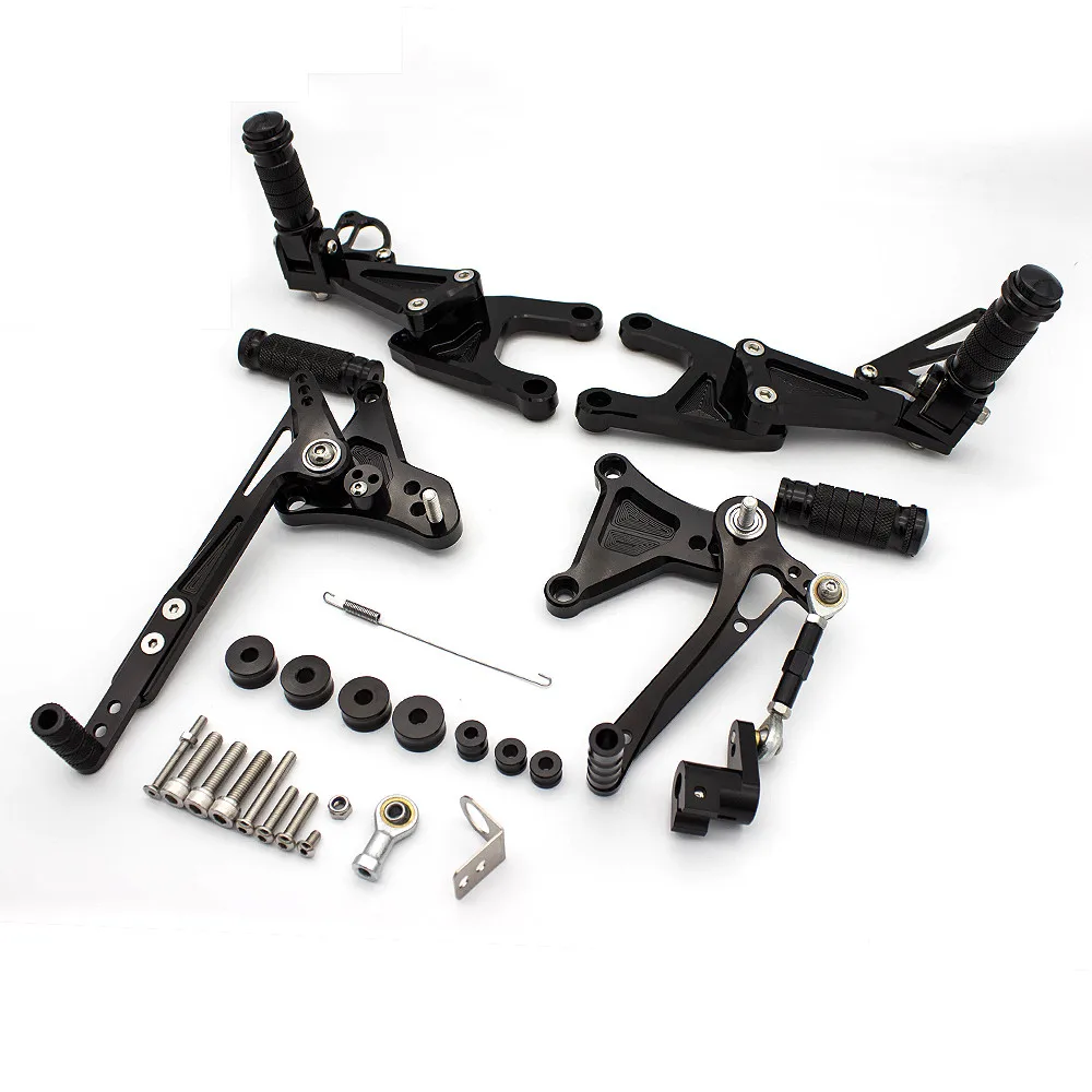 BLACK CNC Verstelbare Rearsets Achter набор мотоциклистов подножка Moto Pedaal педаль для Benelli TNT125 TNT 125 - Цвет: BLACK