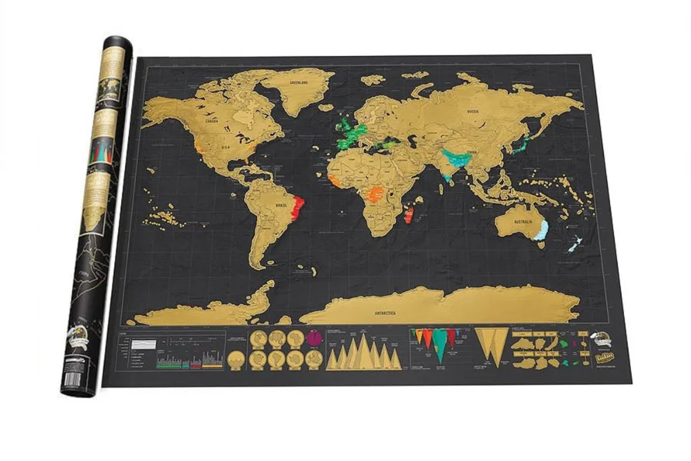 Фото 2017 карта мира путешествия Золотая фольга черный слой фольги покрытие роскошный