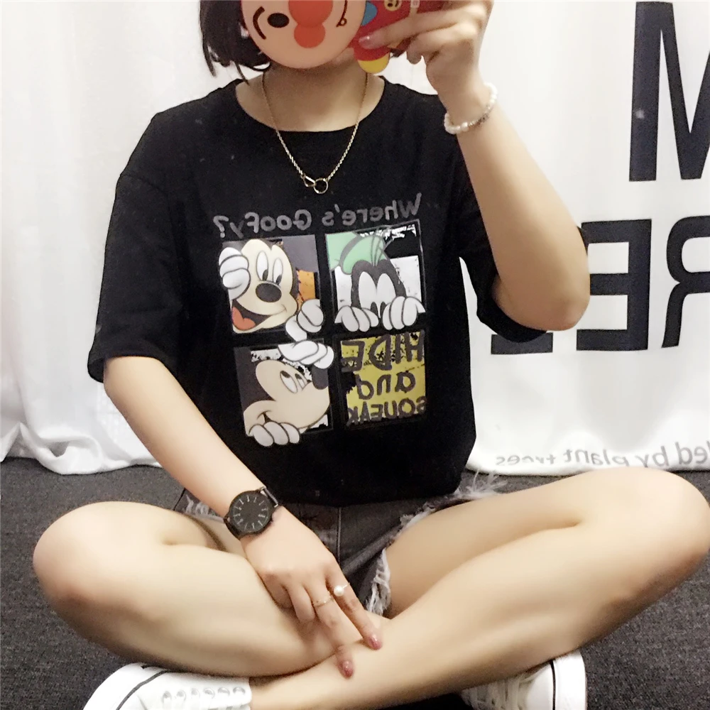 Футболка женская хлопковая в Корейском стиле Стильная летняя рубашка Харадзюку