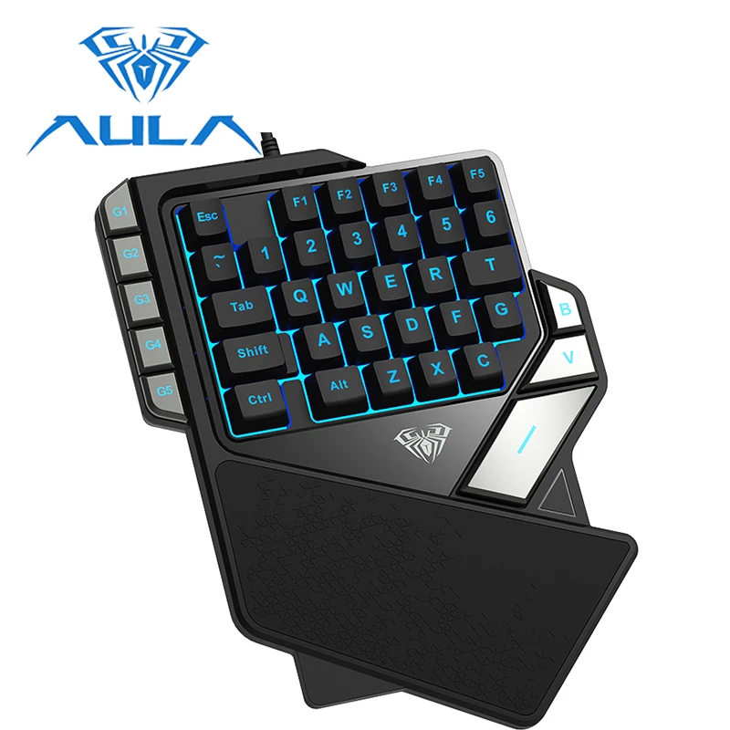 AULA одной рукой клавиатура Проводная 7 цветов RGB Подсветка для настольного