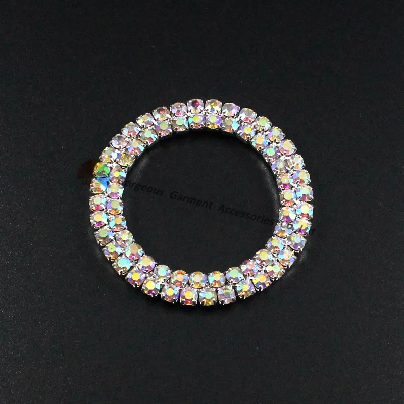 10 шт. 50 мм двойное кольцо с кристаллами AB Стразы круглой пряжкой для стула