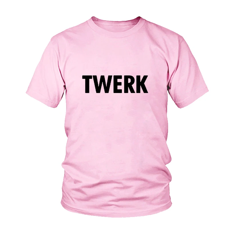 Модные летние Забавные футболки TWERK с принтом букв хлопковая Повседневная белая