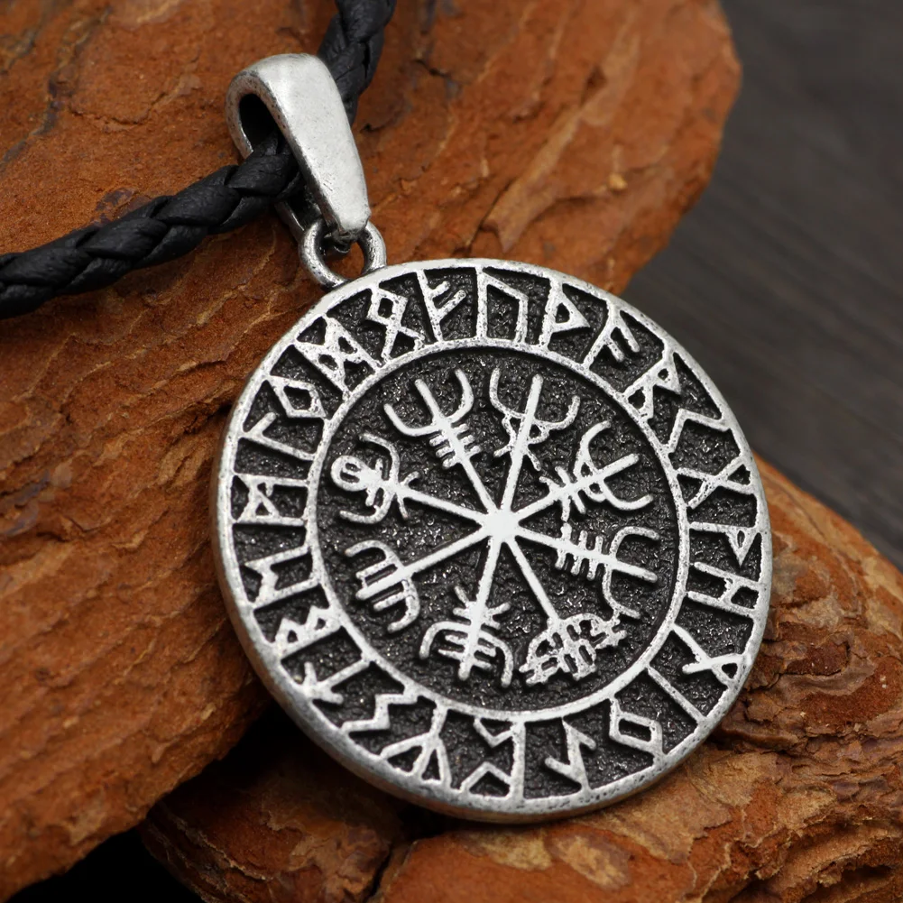 Норвежский Valknut языческий амулет Vegvisir восковой шнур в стиле викингов