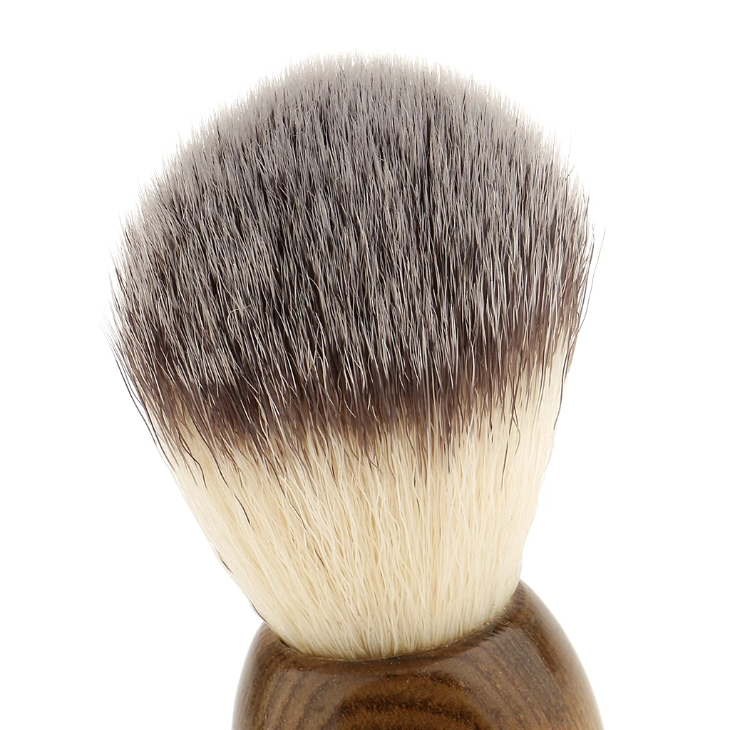 Set of 3 Pieces Natural Wood Shaving Brush + Stainless Steel Holder Stand Rack Mens Shave Soap Cream Mug Bowl Kit | Красота и