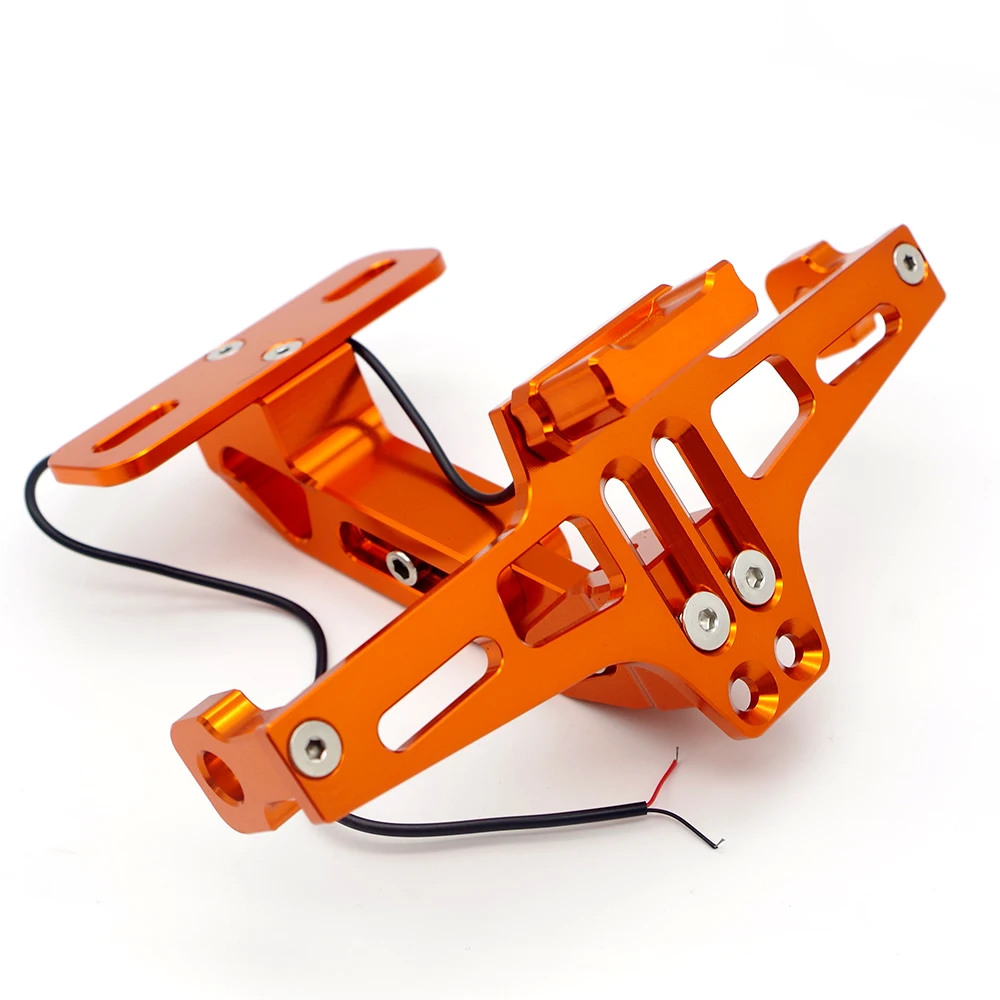 Orange Для honda cb125r suzuki burgman honda cbr 250r Suzuki нарушителя yamaha xt660r мотоцикл светодиодный Кронштейн номерного знака держатель CNC - Цвет: Orange