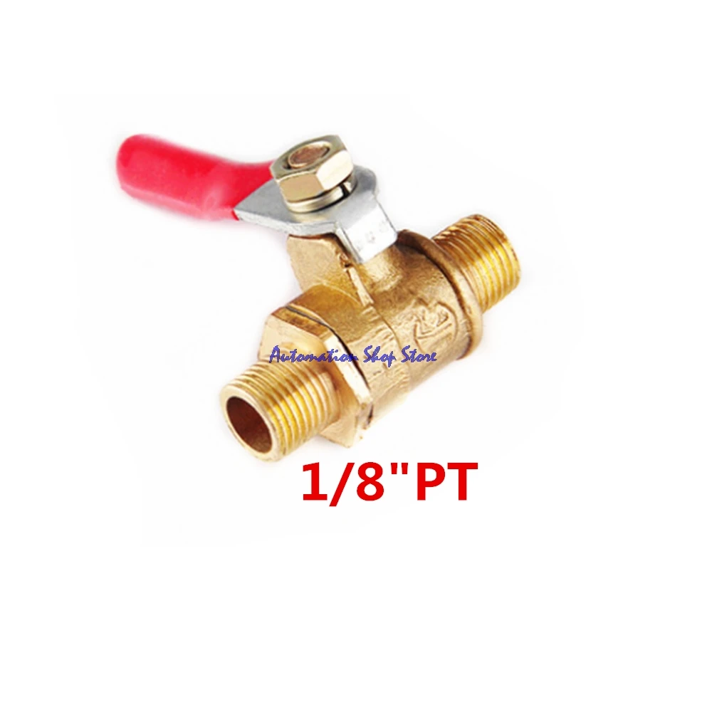 

Red Lever Handle Brass 1/8PT Male Thread M/M Connector Full Port Shut Off Ball Valve