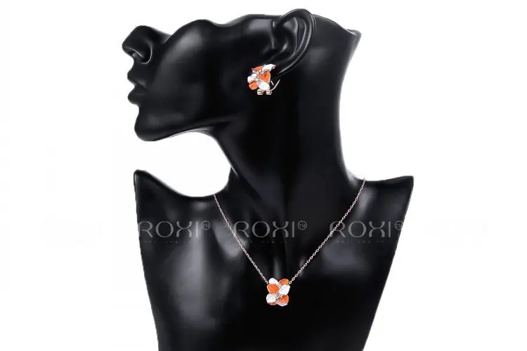 ROXI Free Shipping Elegant Statement Rose Gold Plated Colorful Flower Jewelry Sets Fashion Earrings+Necklace+Ring Party Wedding | Украшения
