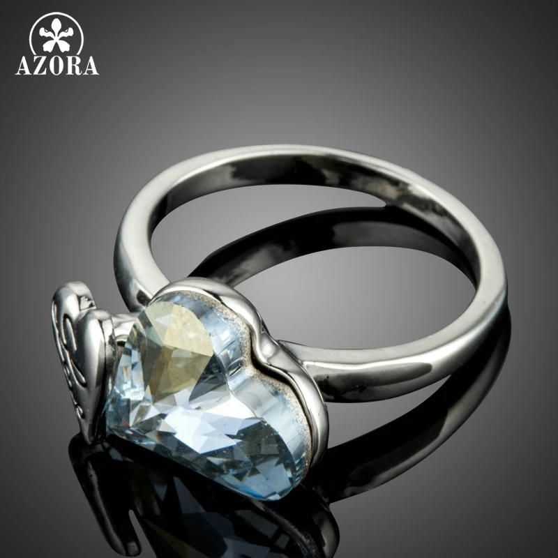 Кольца AZORA из белого золота с австрийским кристаллом Stellux TR0182|austrian crystal rings|crystal