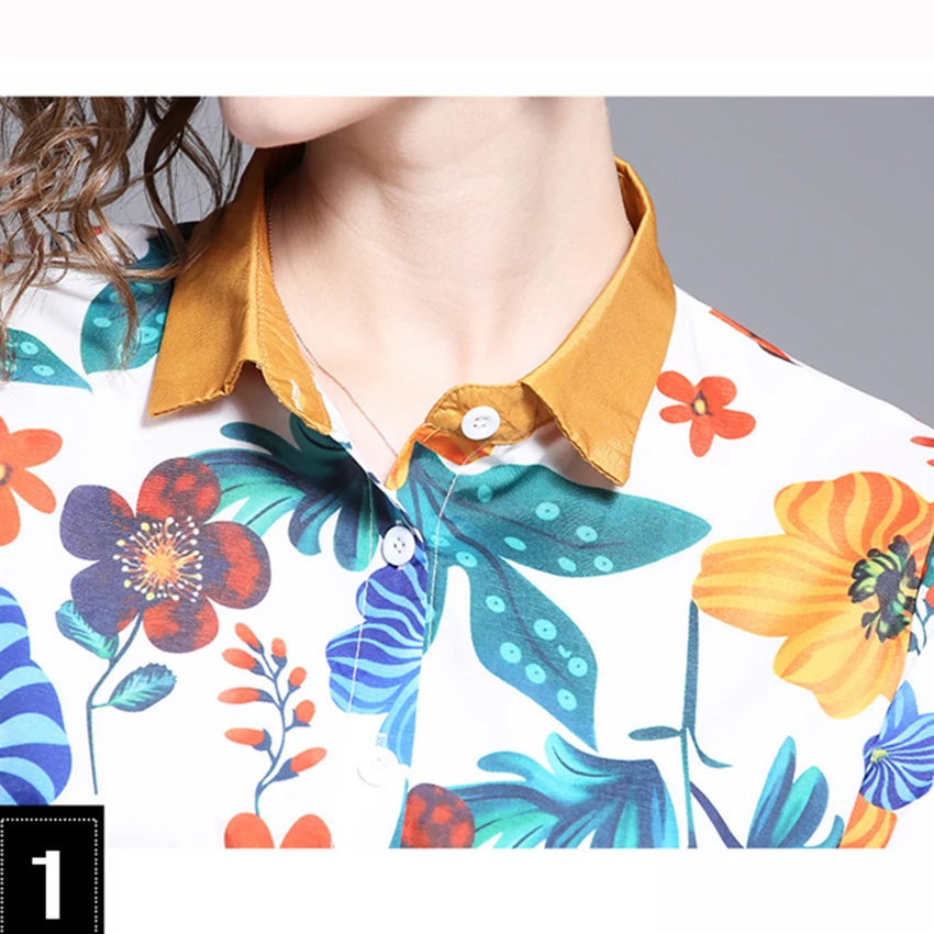 Женская Офисная рубашка с длинным рукавом топы и блузки цветочным принтом весна