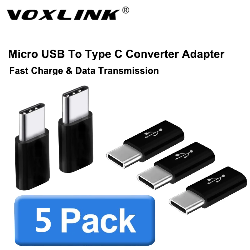 VOXLINK 5 шт микро Usb штекер type-c Micro Usb-type c конвертер адаптер для huawei Macbook Oneplus Xiaomi зарядное устройство