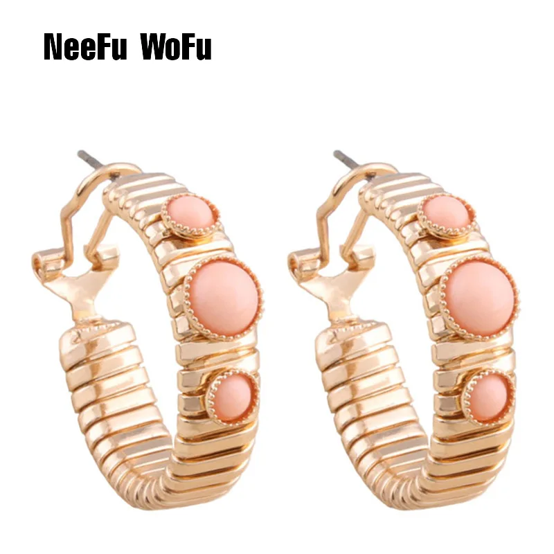 NeeFu WoFu серьги-кольца серьга-пружина металлический ретро камень большая серьга для женщин большой длинный Brinco ухо Oorbellen подарок