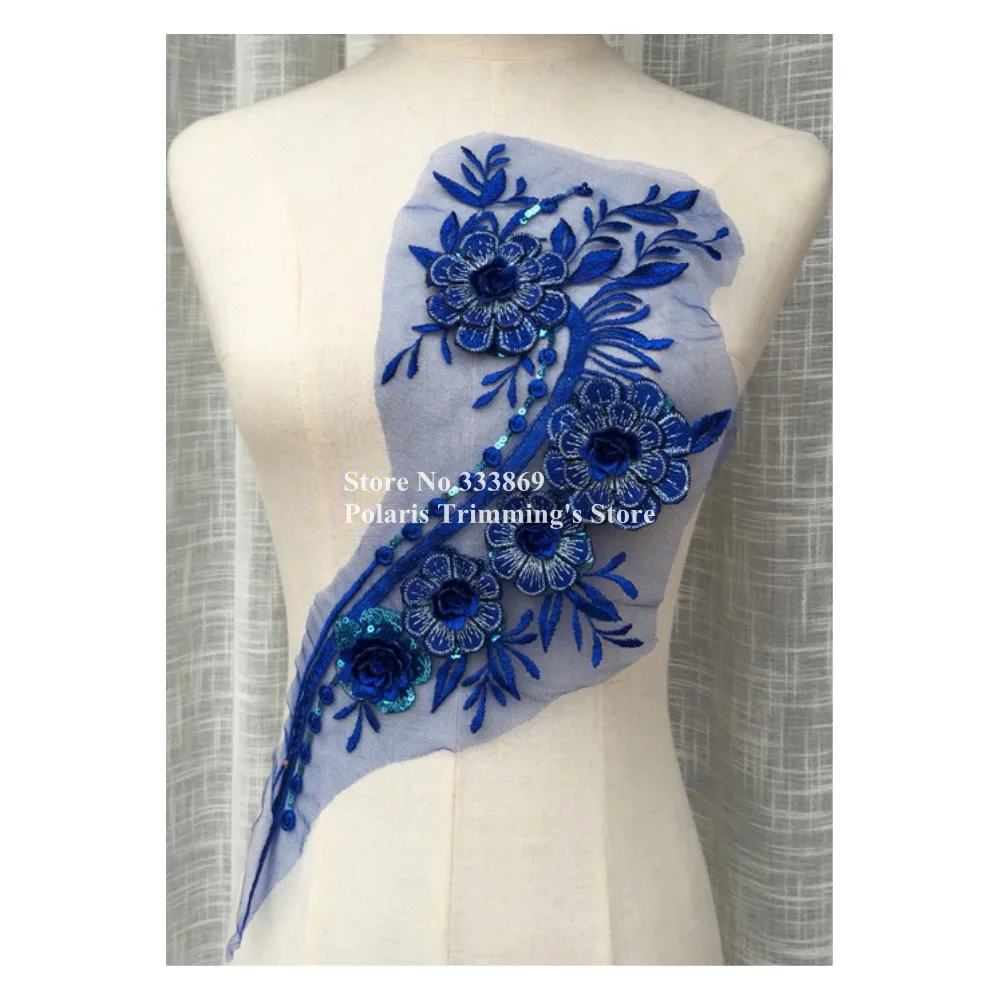 DHL Free Shipping 9Color(Navy Blue Gold Black+)Sequin 3D Flower Embroidery Lace Collar Applique Patches Neckline 10pcs/lot SDY35 | Дом и сад