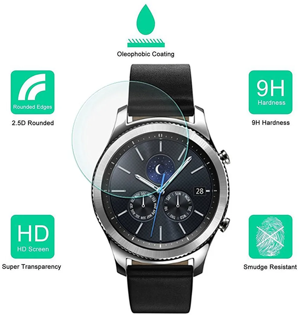 2 шт протектор экрана из закаленного стекла для samsung gear S3 классический защитный стеклянный пузырек бесплатно царапины взрывозащищенный 9 H Glas