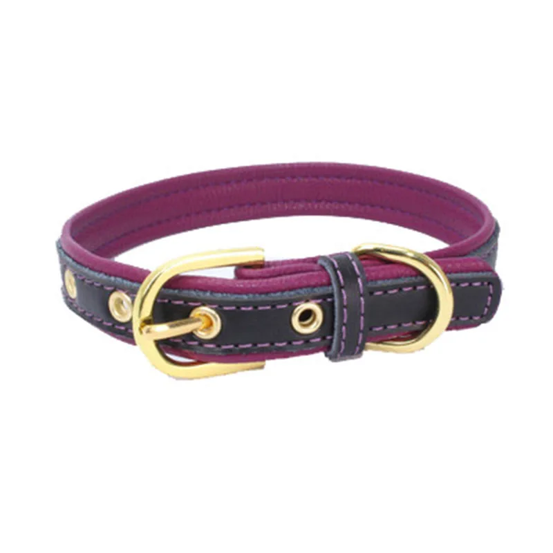 Ошейники для собак роскошные золотые удерживающие Кольца двойные из натуральной