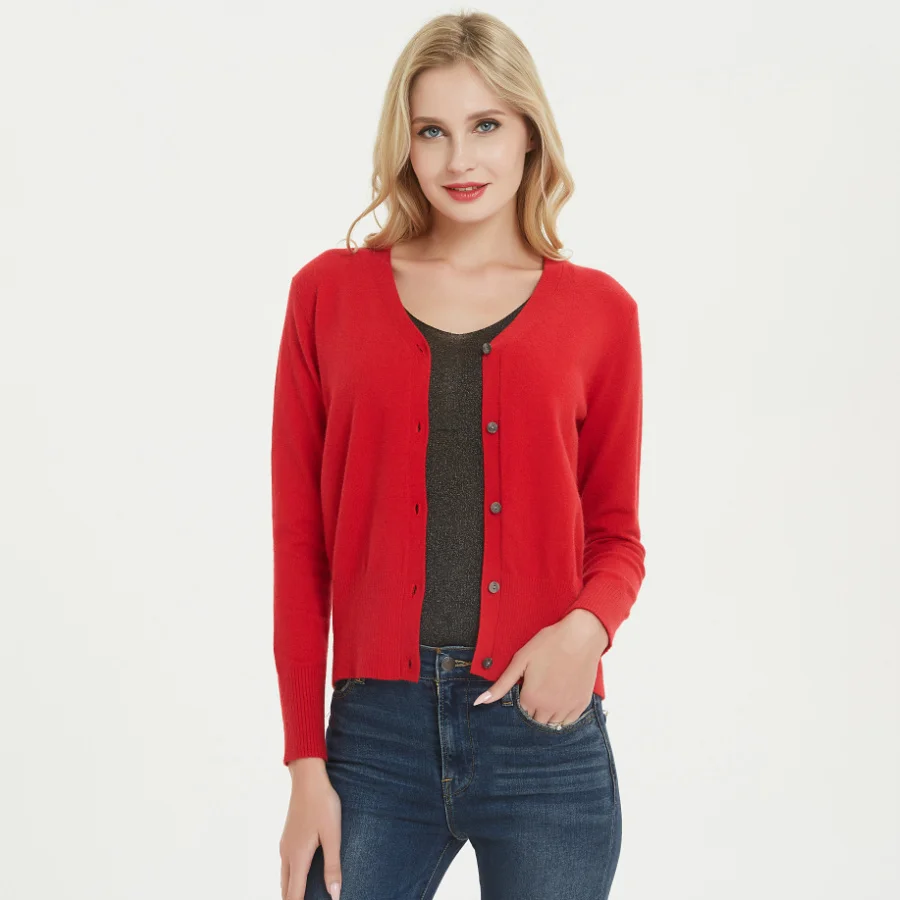 Women's Cardigan Long Sleeve Shell button Down Basic Classic Soft Knit Sweater |